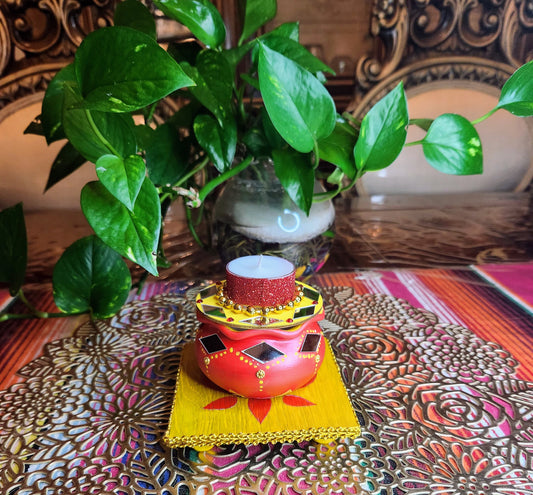 Handcrafted Wooden Chauki for Puja & Festive Decor