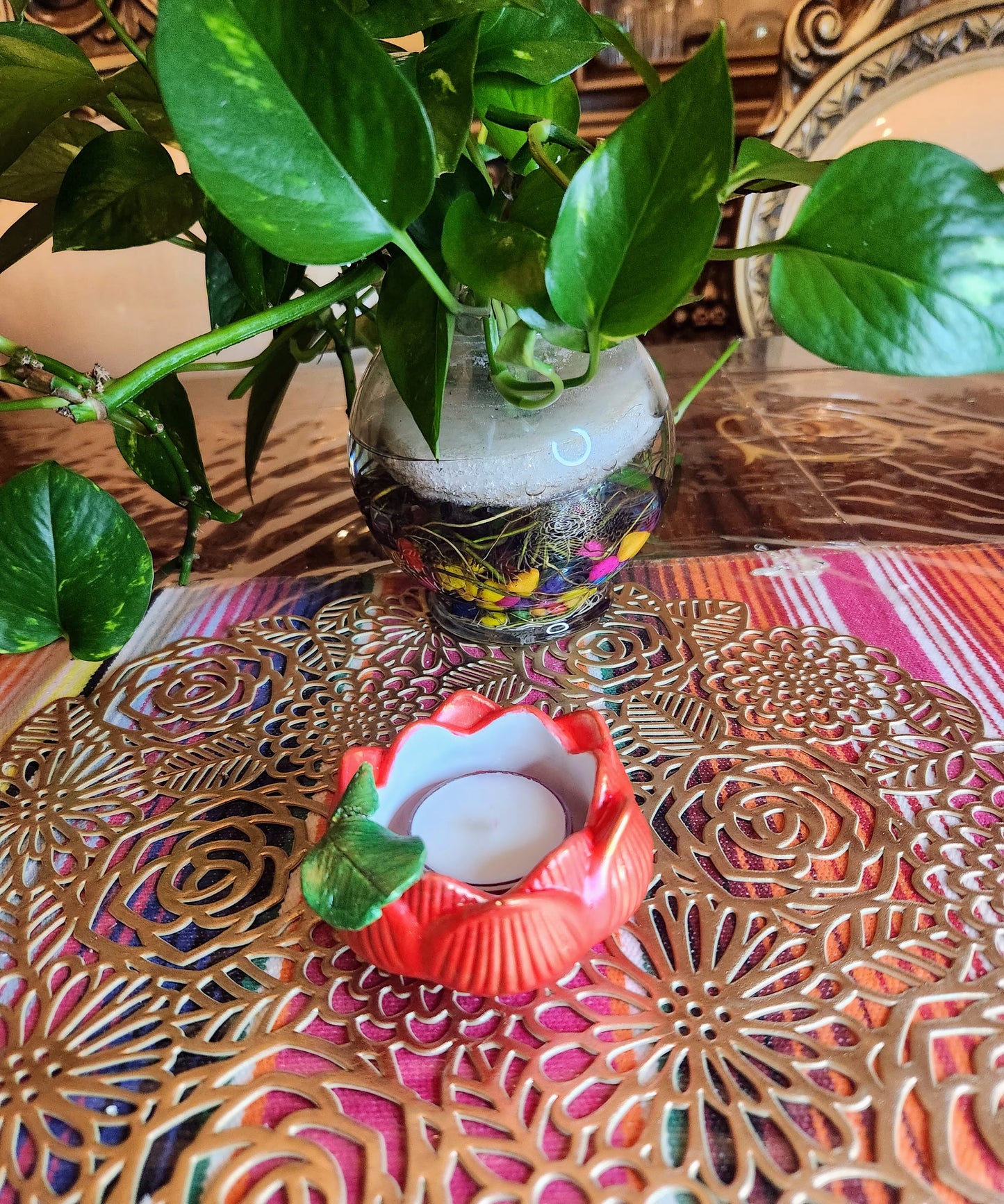 Handcrafted Lotus-Shaped Tea Light Holder