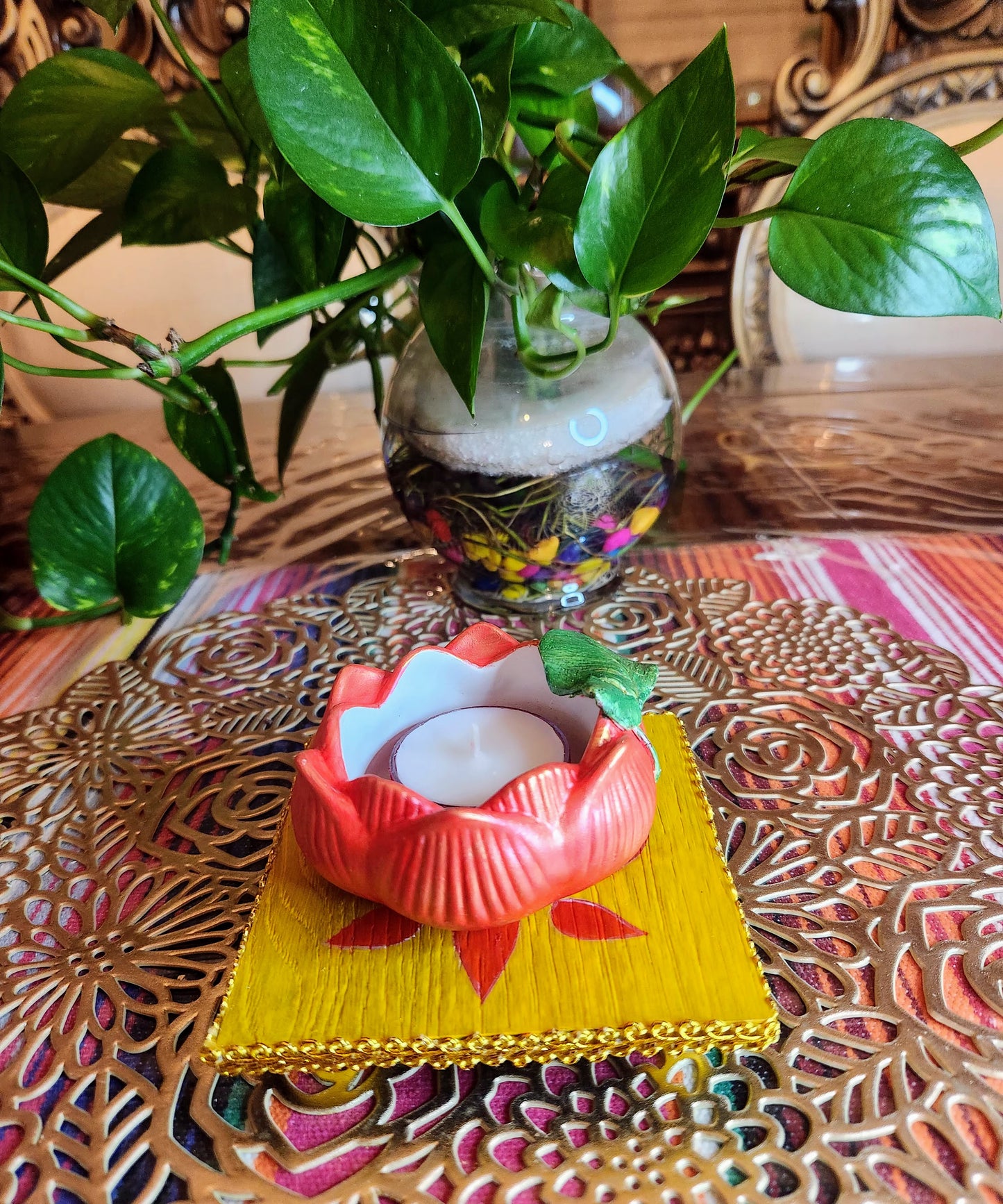 Handcrafted Lotus-Shaped Tea Light Holder