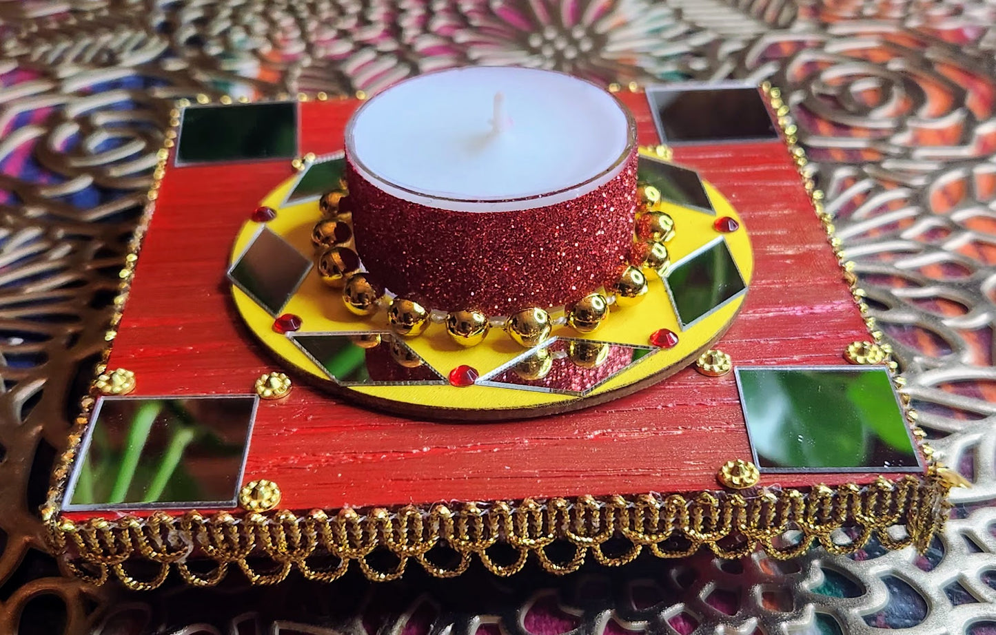 Handcrafted Wooden Chauki for Puja & Festive Decor
