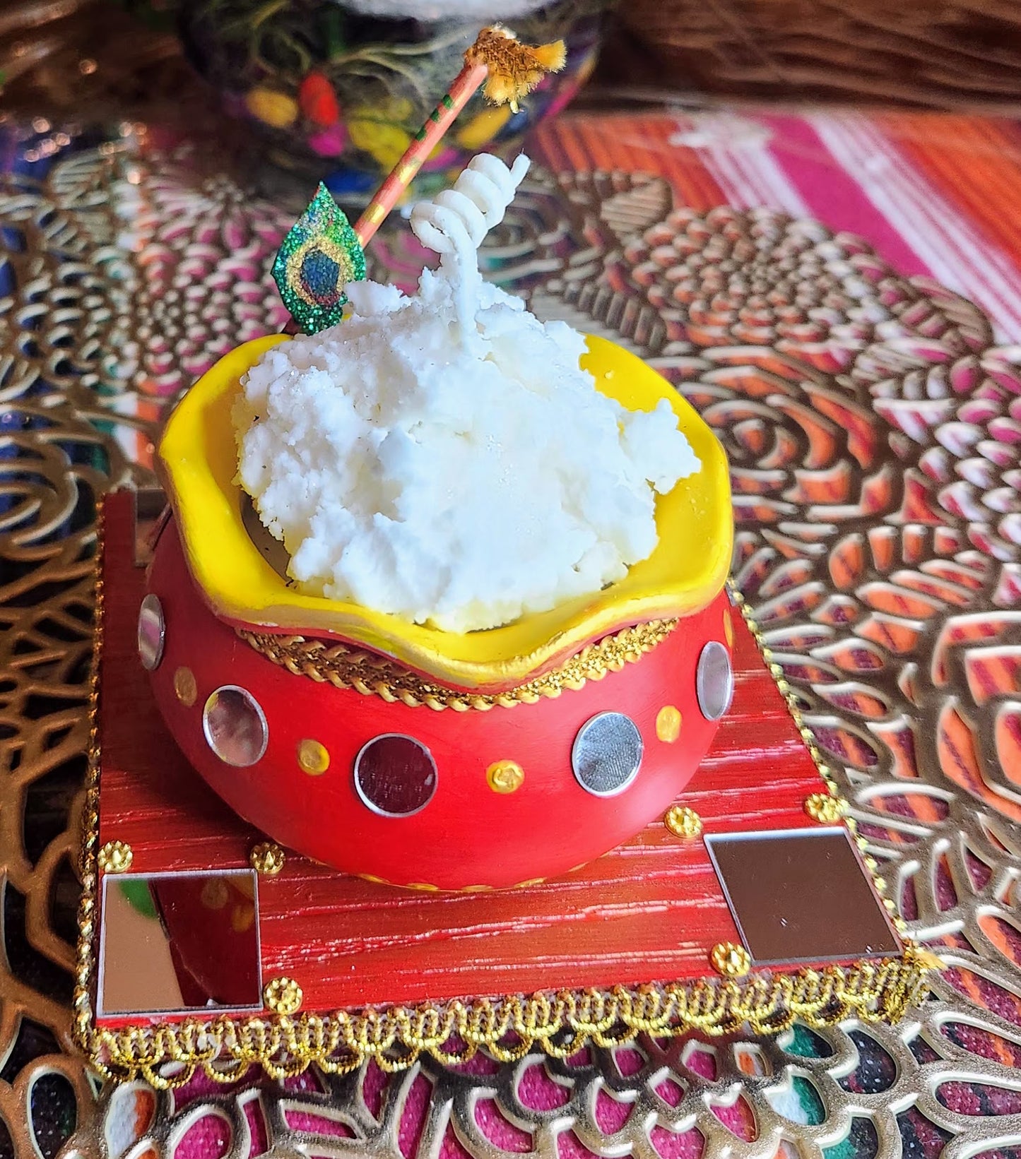 Handcrafted Wooden Chauki for Puja & Festive Decor