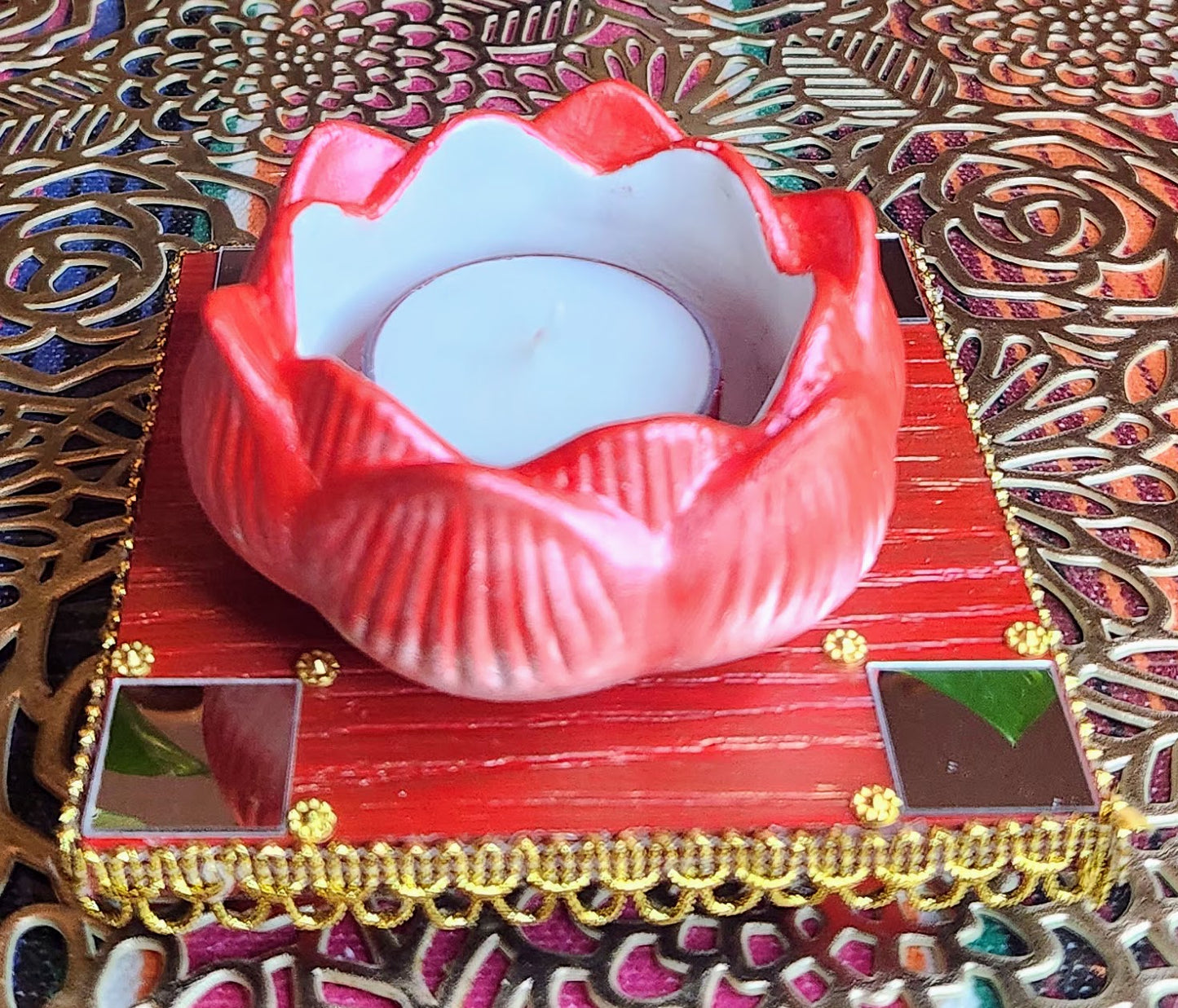 Handcrafted Wooden Chauki for Puja & Festive Decor